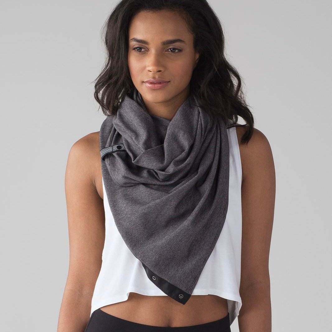 Lululemon Rare Vinyasa Scarf Rulu Fabric Wee Stripe Black Heathered Slate Black