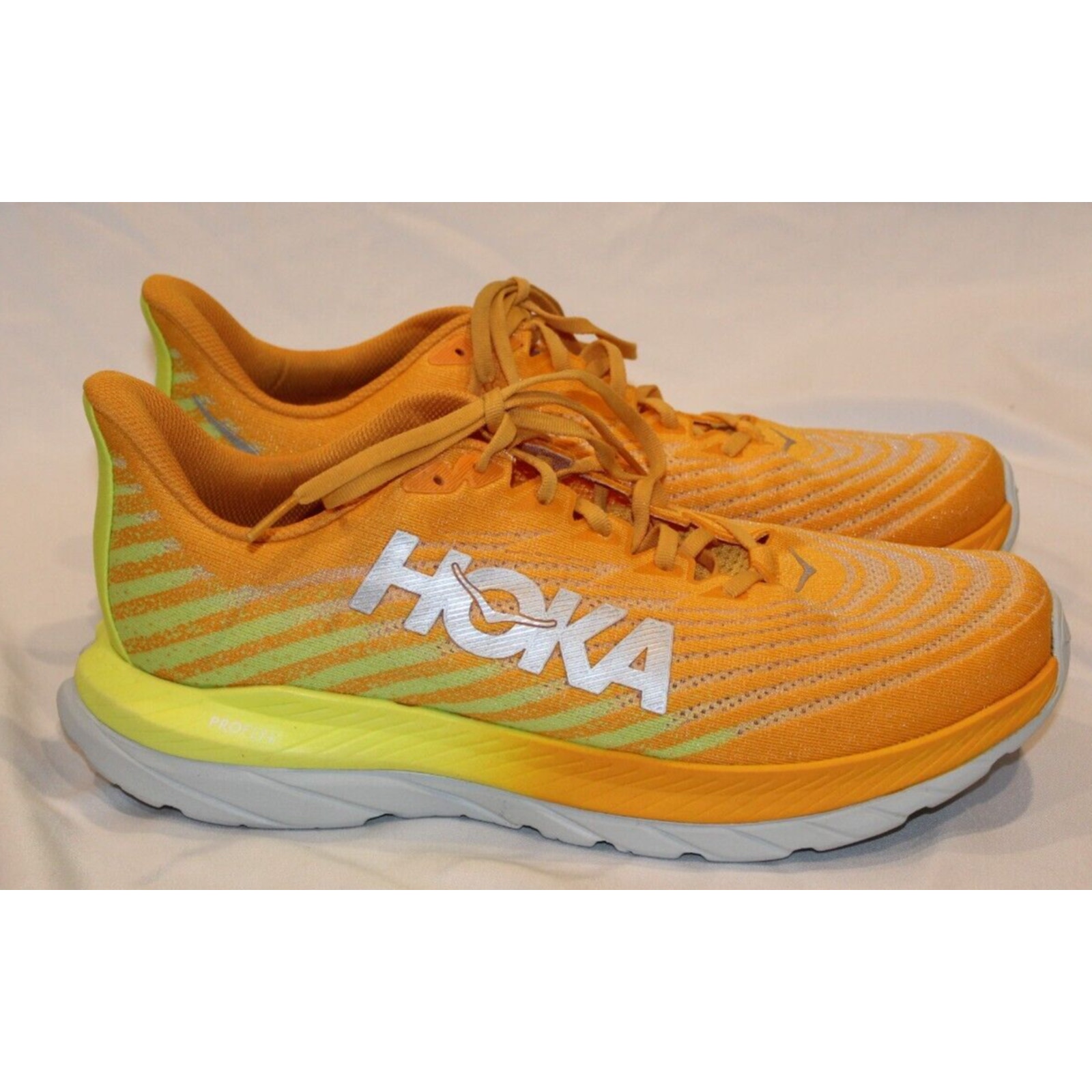 NEW Hoka One Men's MACH 5 RUNNING SNEAKERS RYEP ORANGE YELLOW SZ 12.5 NIB