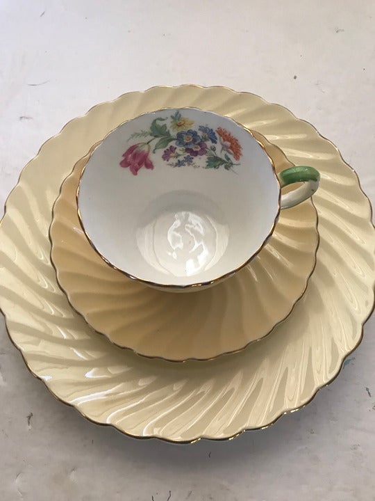 aynsley bone china three piece cup and saucer set