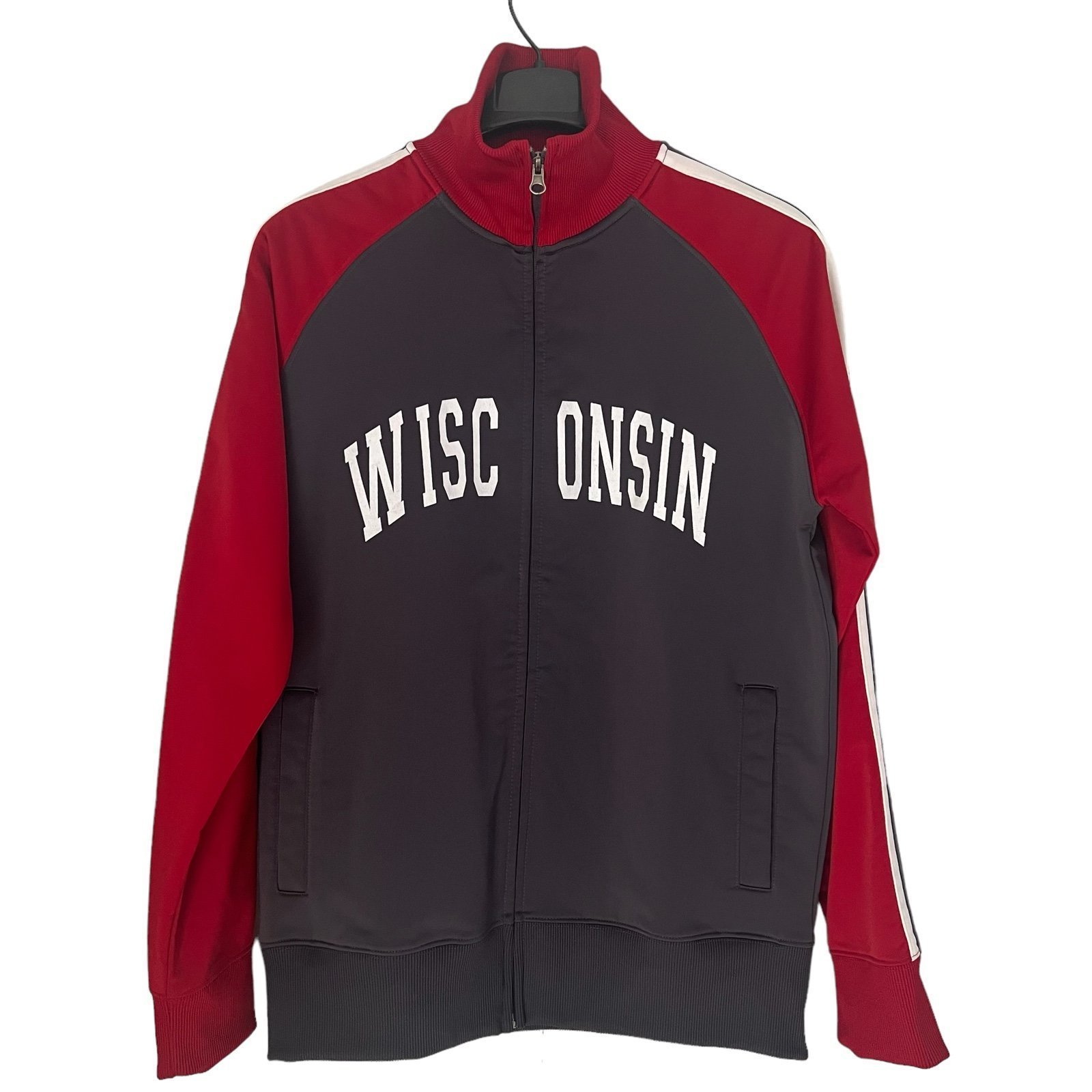 J. America Vintage Men's Sz M Wisconsin State Logo Track Jacket Zip Up