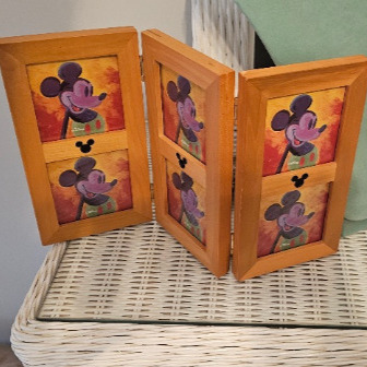 NEW Disney Mickey Mouse Wood Panel Picture Photo Frame 6 Openings 3 x 3.5 Size
