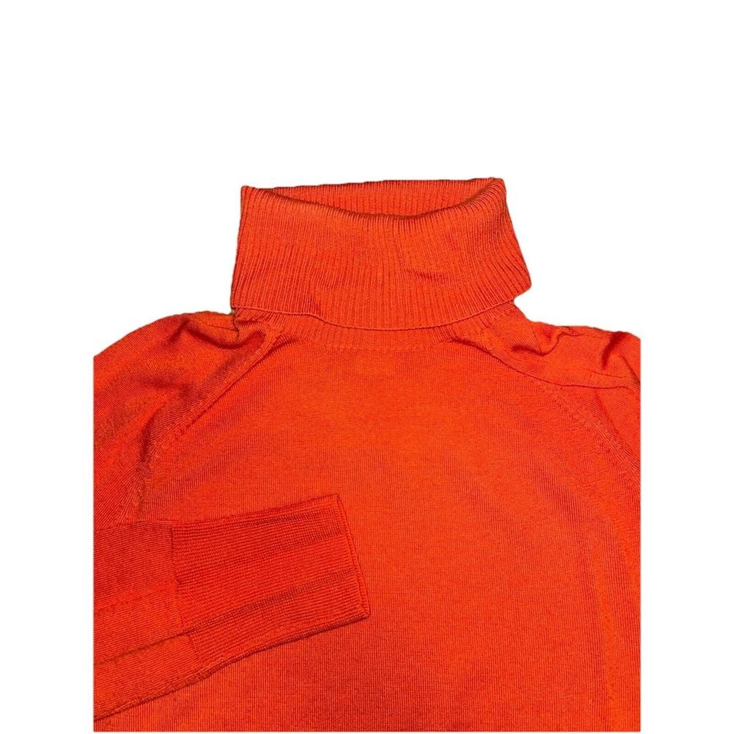 J. Crew 100% Merino Wool Orange Turtleneck Sweater Women's Size Medium