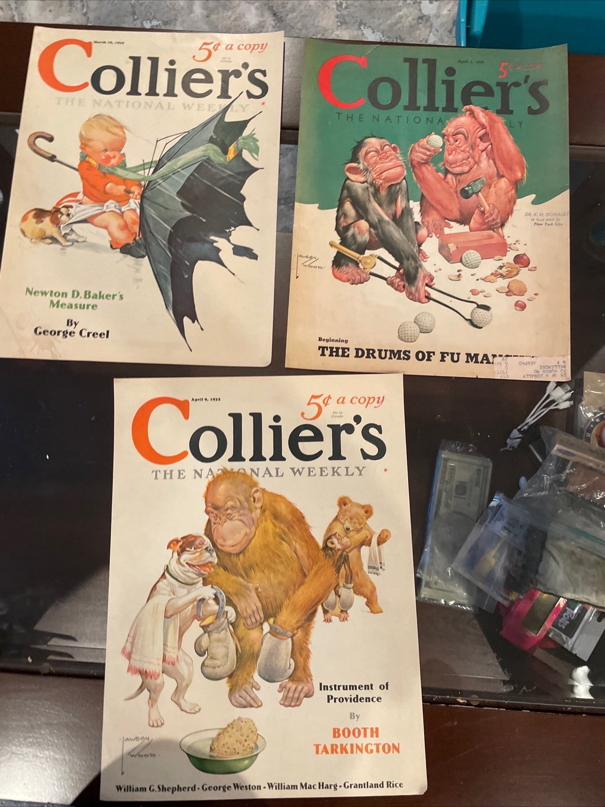 Lot of 3 collier’s the national weekly paper cover 1932 & 1939