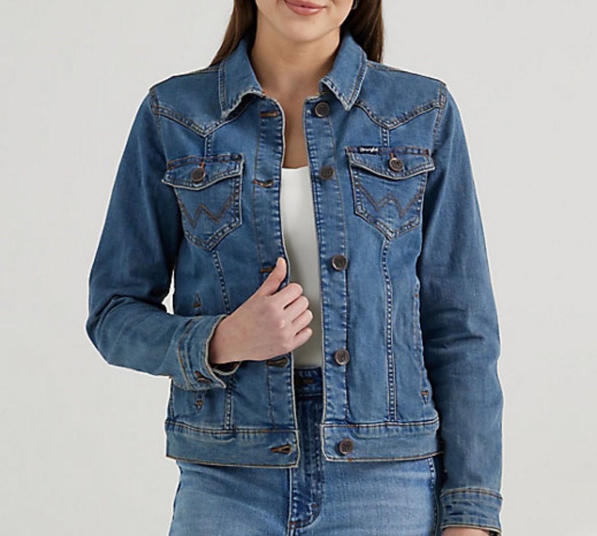 ⓃⓌⓄⓉ Womans Wrangler Classic Long Sleeve Denim Jean Jacket Size XL