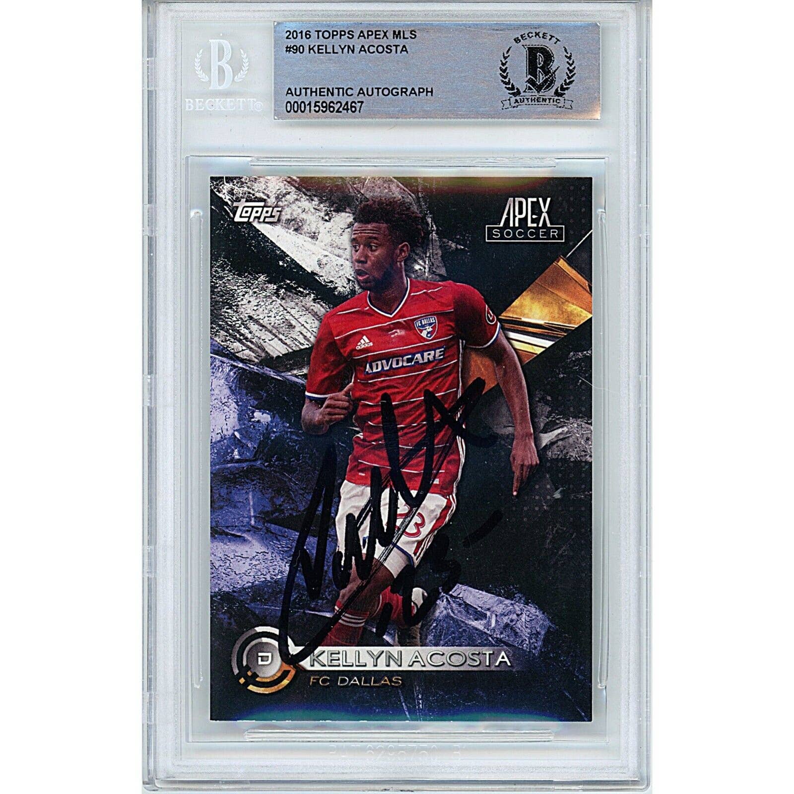 Kellyn Acosta FC Dallas Signed 2016 Topps Apex Soccer MLS Card Beckett Authentic