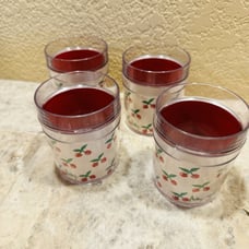 Vintage St Tropez Thermo Serv Audrey Cherry Cups (Set of 4) USA MCM Red Cherries
