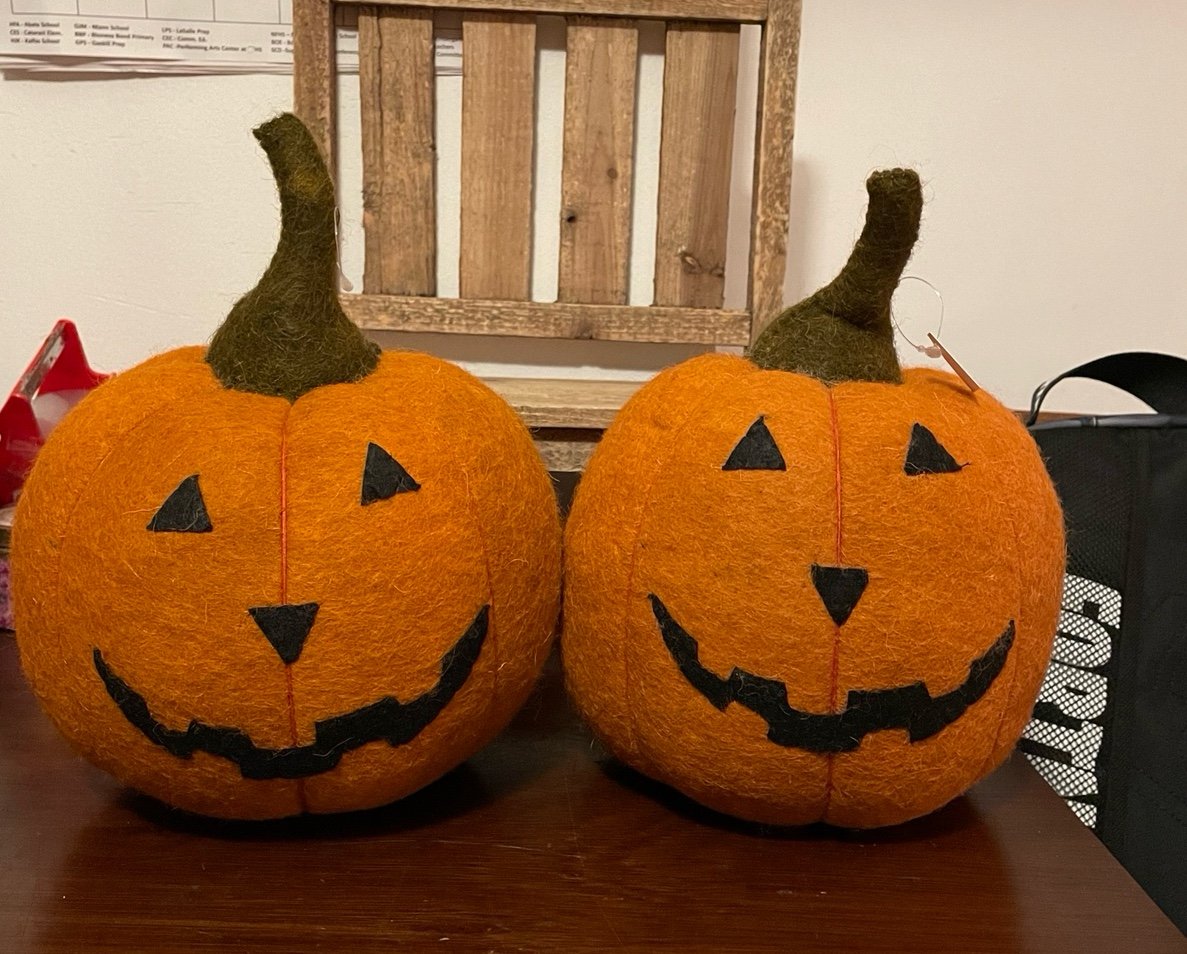 Halloween Felt Pumpkins decor set of two