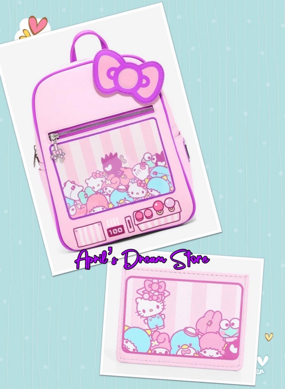 Loungefly Sanrio Hello Kitty & Friends Claw Machine Backpack & Cardholder Set