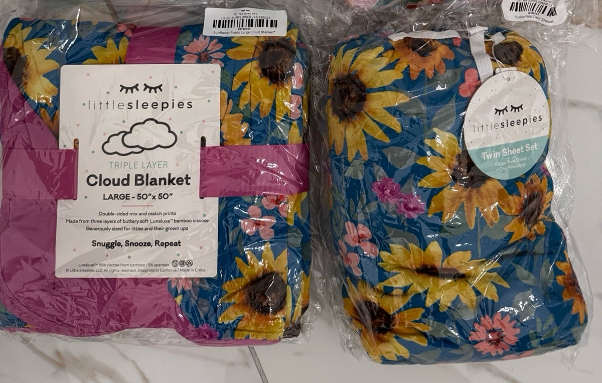 Little Sleepies bundle of NIB twin sheets and NIB cloud sunflower fields
