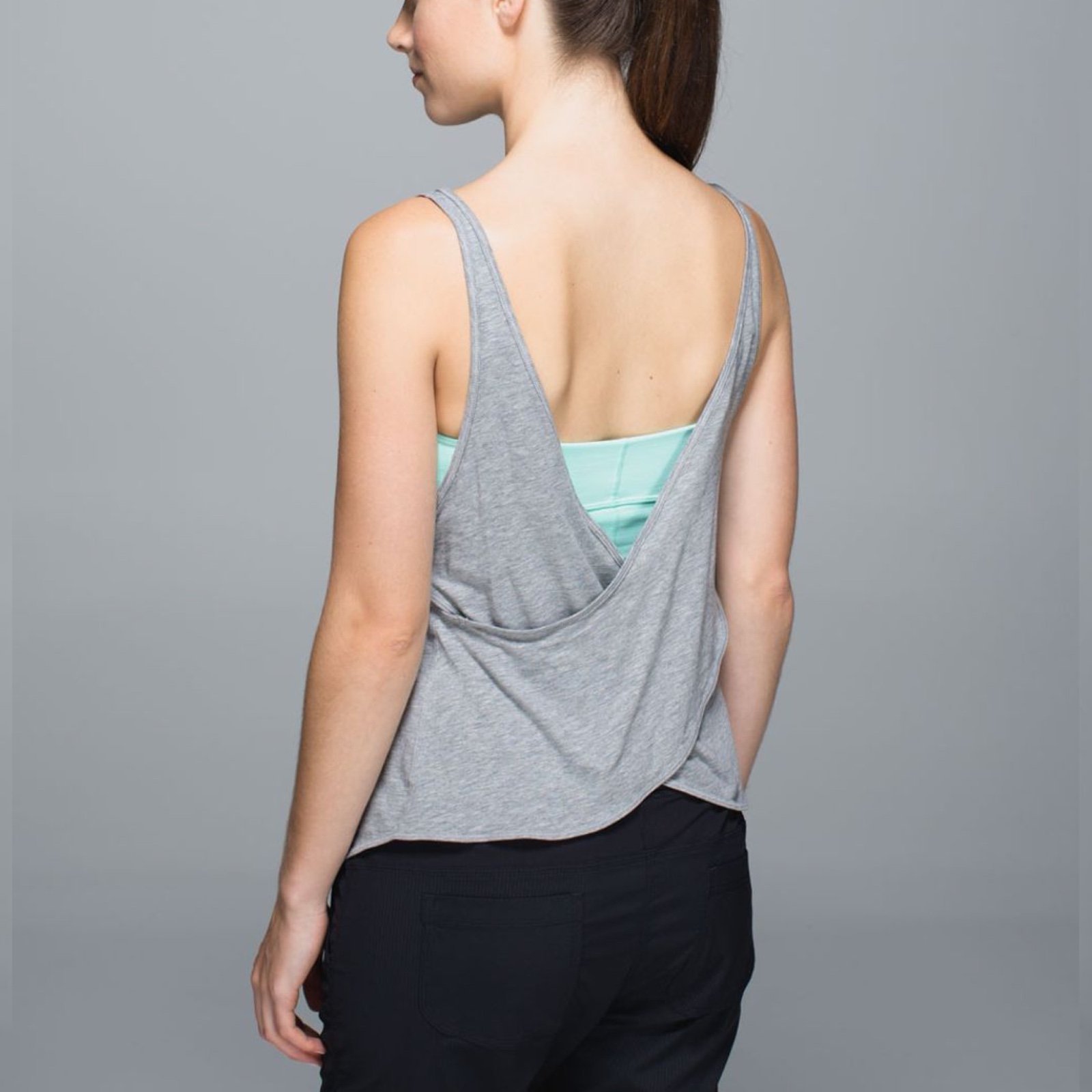 Lululemon Twist & Turn Tank Sz 8 In Heathered Medium Grey / Toothpaste
