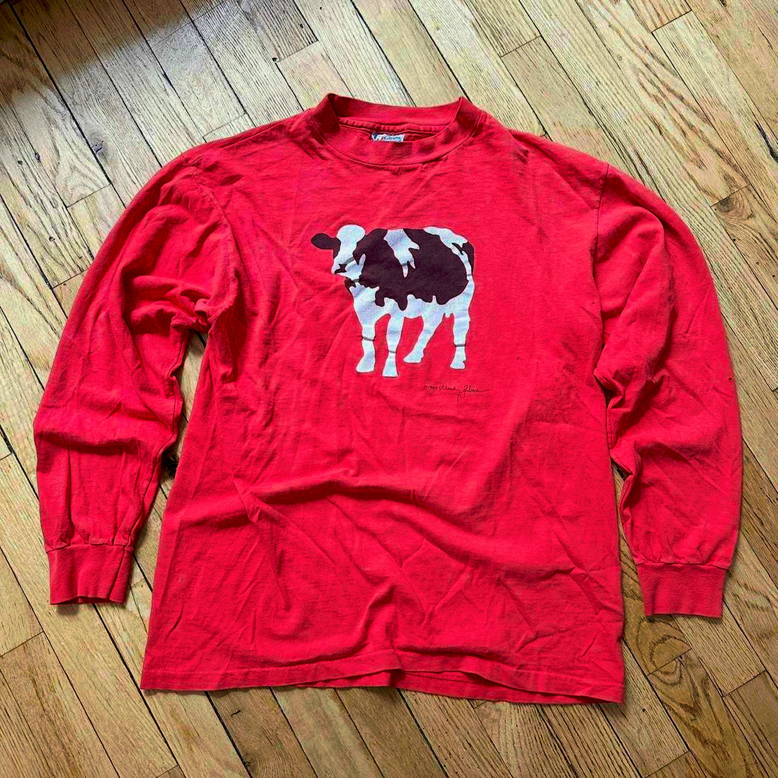 新作人気モデル Vintage 1983 Woody Jackson Hanes Beefy Art Cow Longsleeve トップス