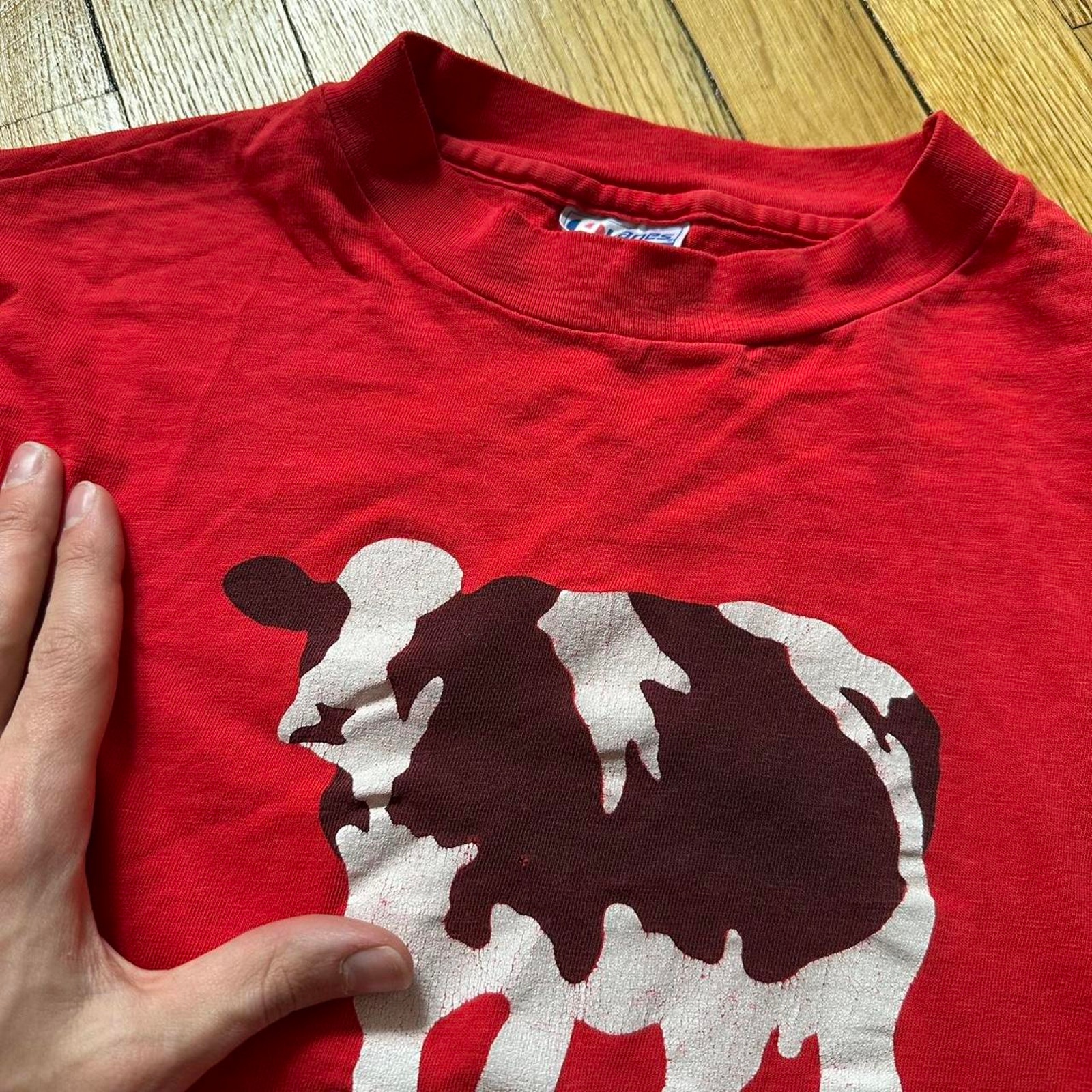 VINTAGE 1985 WOODY JACKSON ART T SHIRT USA COW SINGLE STITCH