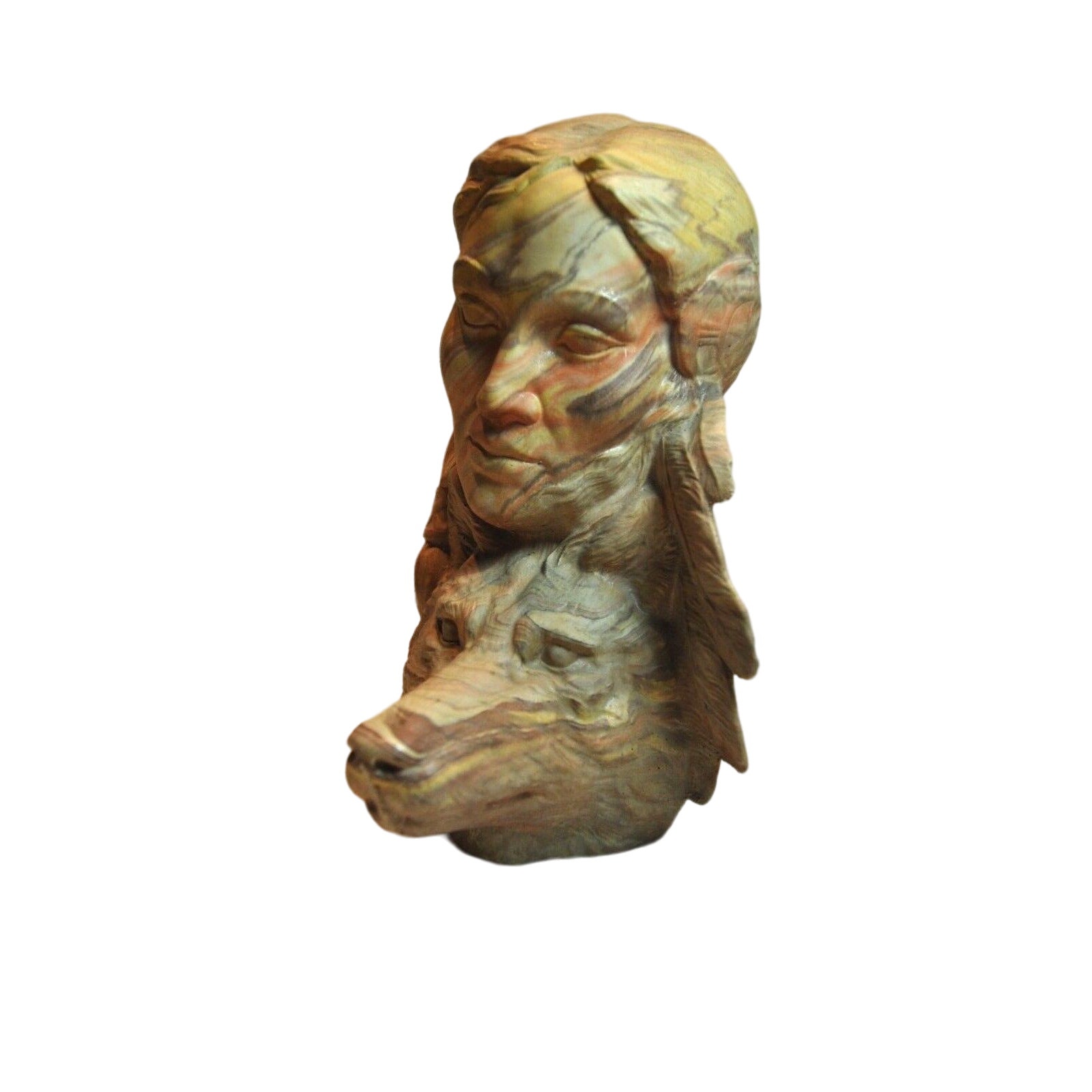 Statue Wolf Indian 8” Tall Heavy Duty Resin Decorative Statue
