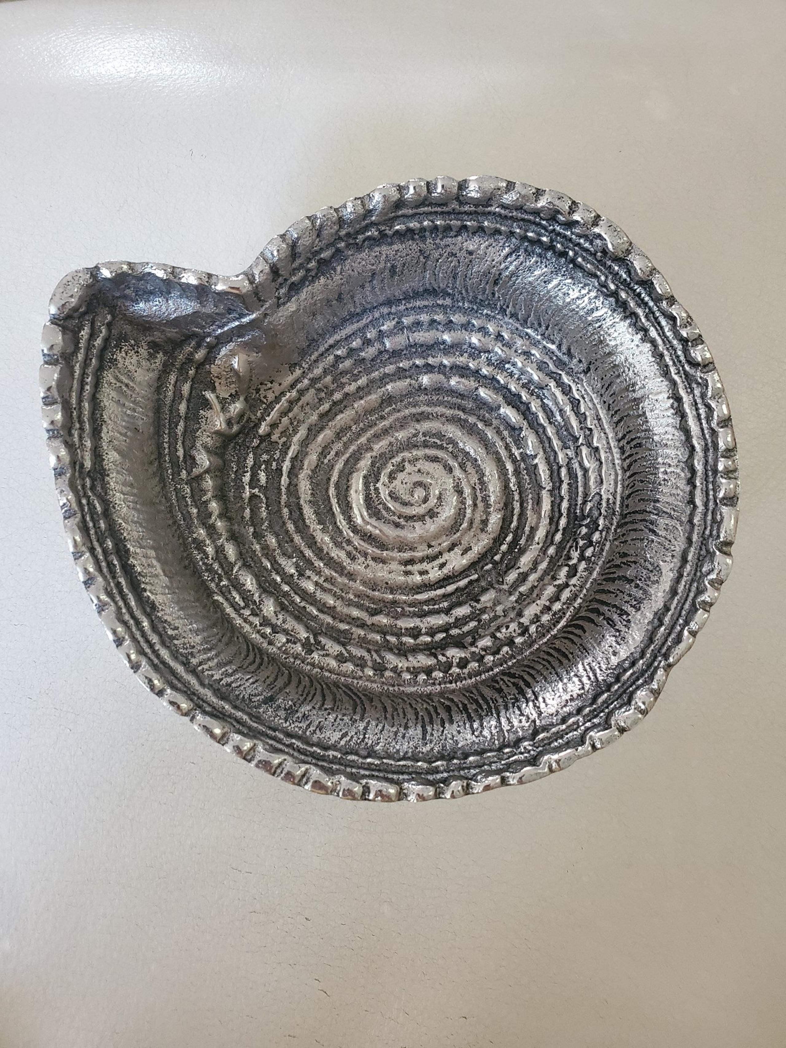 MudPie Beach Ocean Snail Shell  Cast Silver Metal Boho Small Bowl