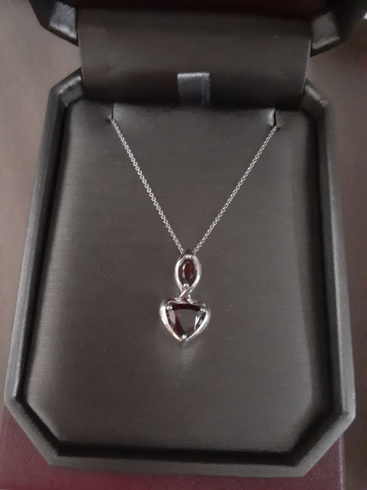 Heart shaped Garnet pendant in sterling