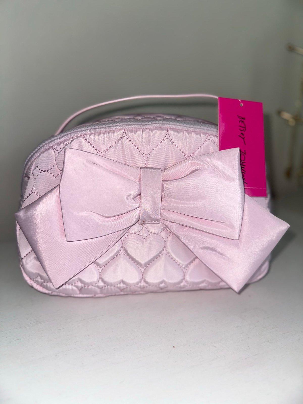 Betsey Johnson Pink Bow Makeup Bag
