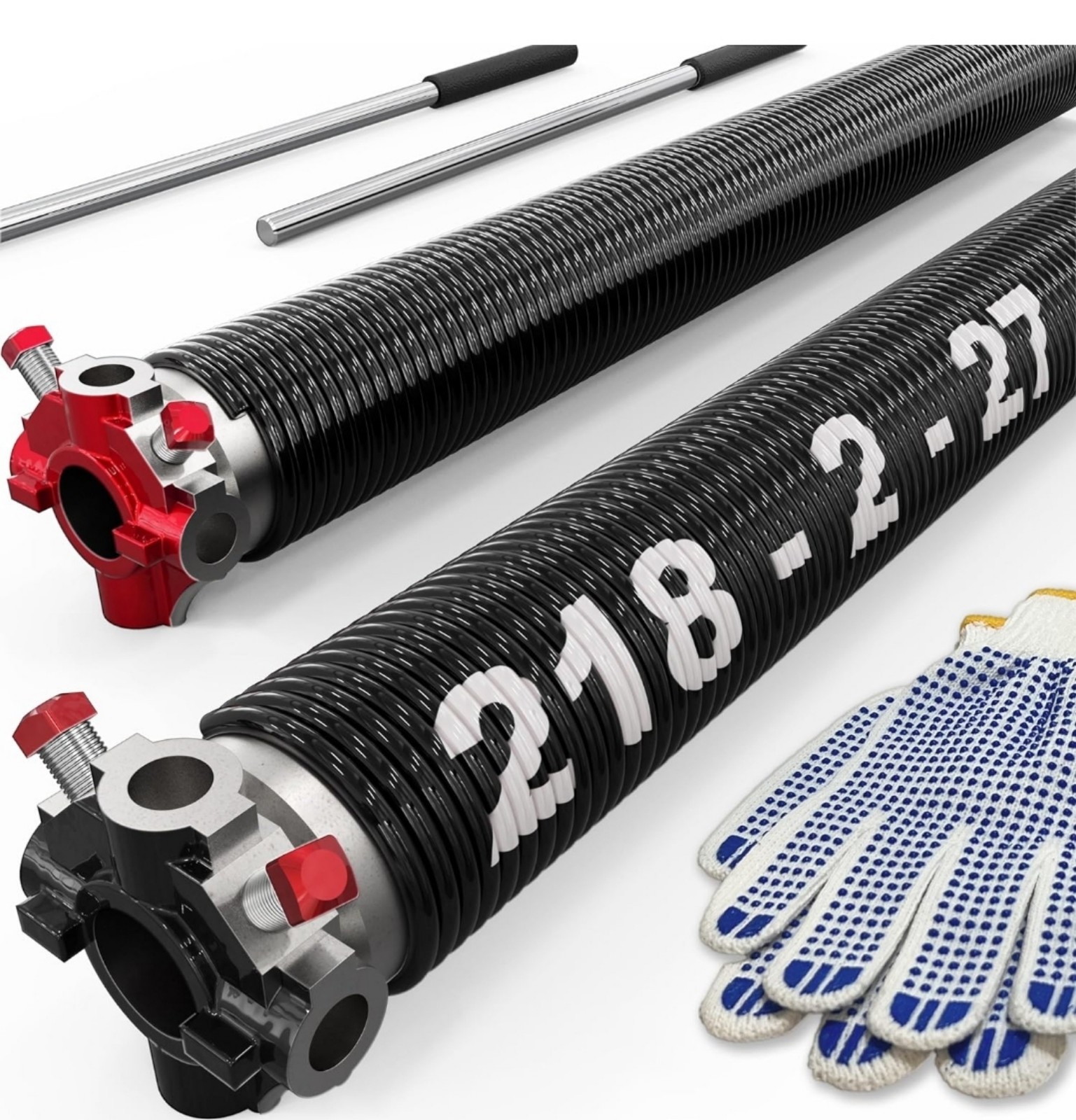 Garage Door Torsion Springs Replacement with Non-Slip Winding Bars, Oil-Free