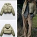 Zara washed effect puffer anorak. Taupe Brown. Size Small