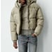 Zara washed effect puffer anorak. Taupe Brown. Size Small