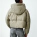 Zara washed effect puffer anorak. Taupe Brown. Size Small