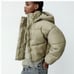 Zara washed effect puffer anorak. Taupe Brown. Size Small