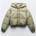 Zara washed effect puffer anorak. Taupe Brown. Size Small