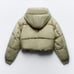 Zara washed effect puffer anorak. Taupe Brown. Size Small