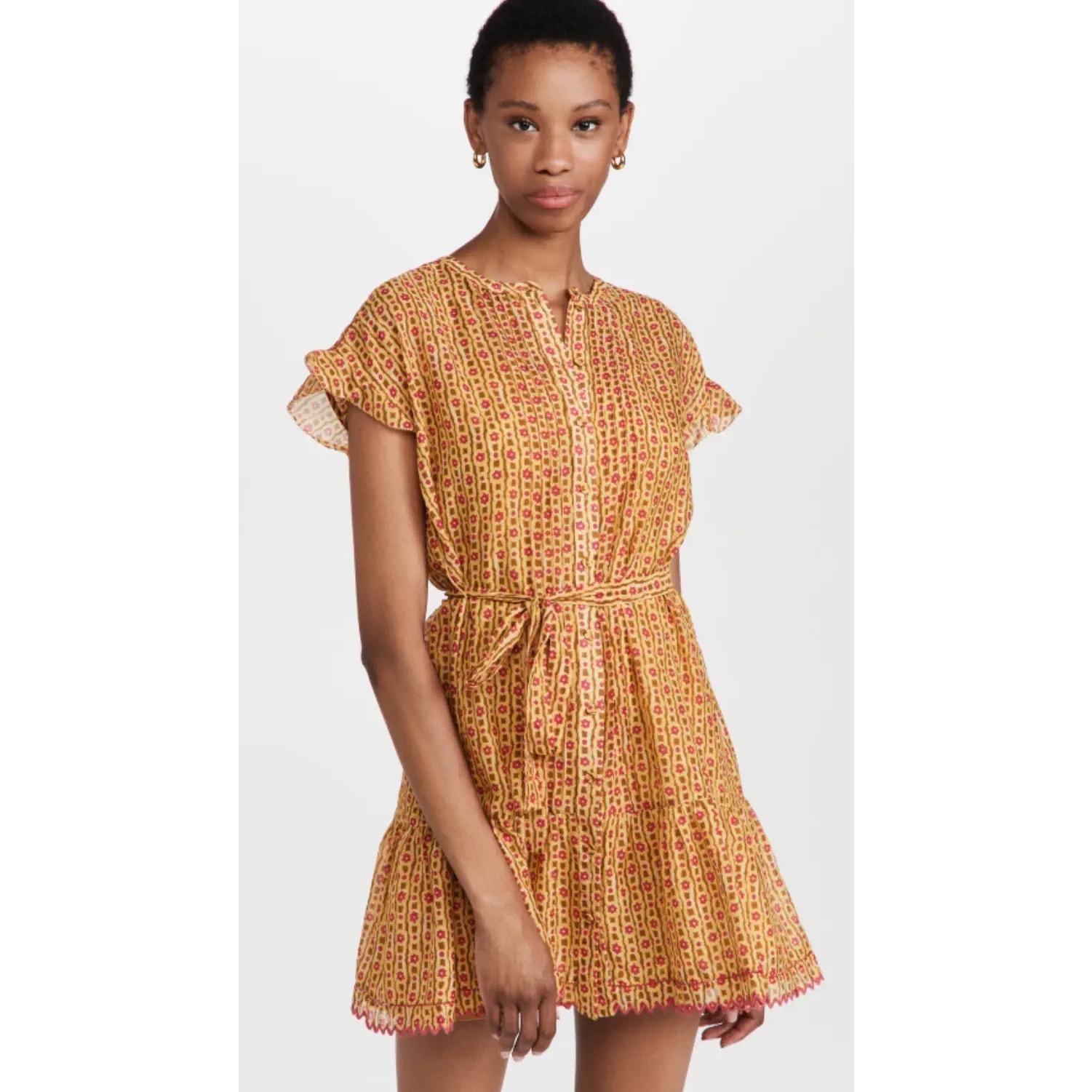Saloni Dress Womens 10 Silk Cottagecore Fairy Prairie Sheer Ditsy Floral Mini