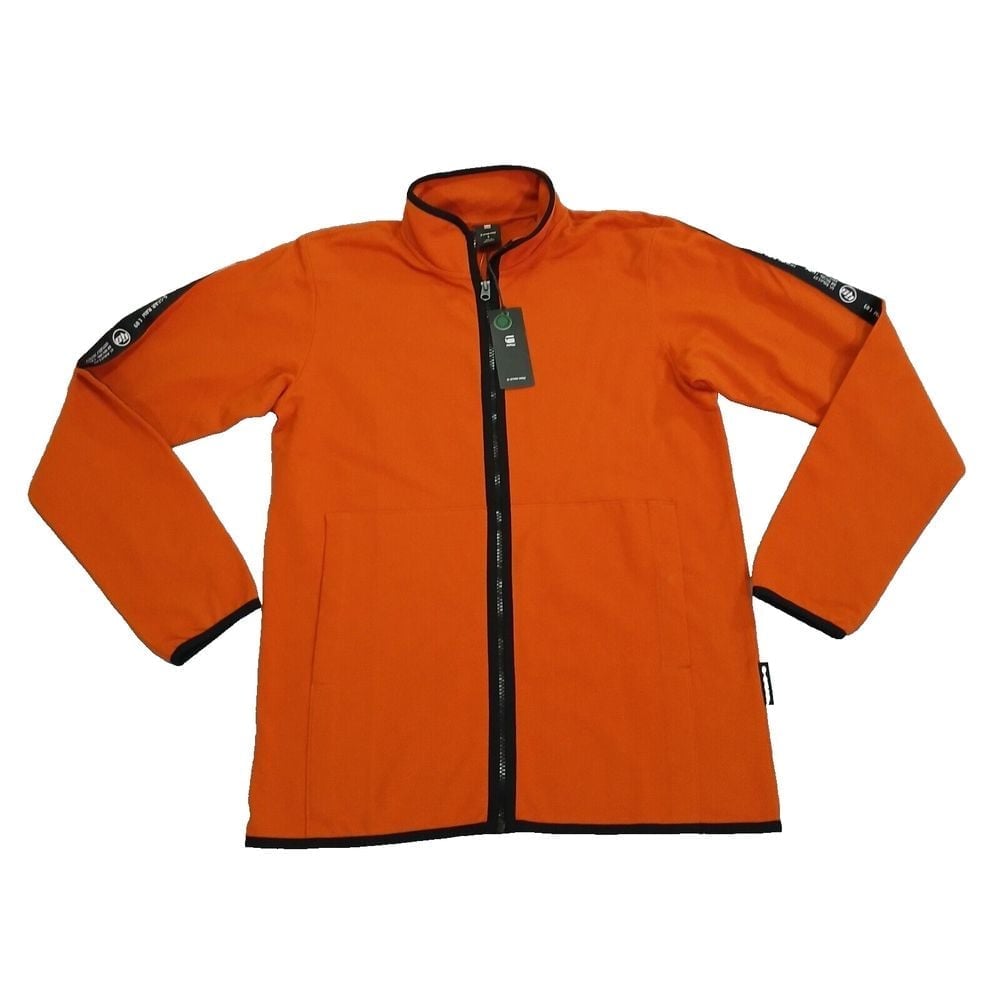 G-Star RAW Men's Gold Flame Orange Orch Pique Logo Tape Full Zip Sweater 160