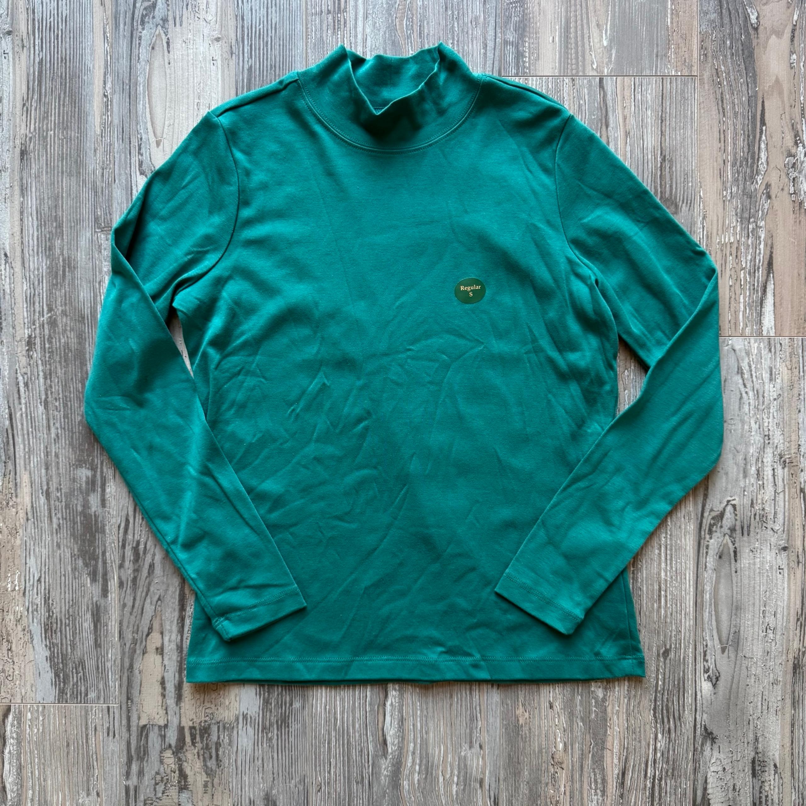 New Women’s L.L. Bean Pima Cotton Mockneck Long Sleeve Tee Green Basic Layer