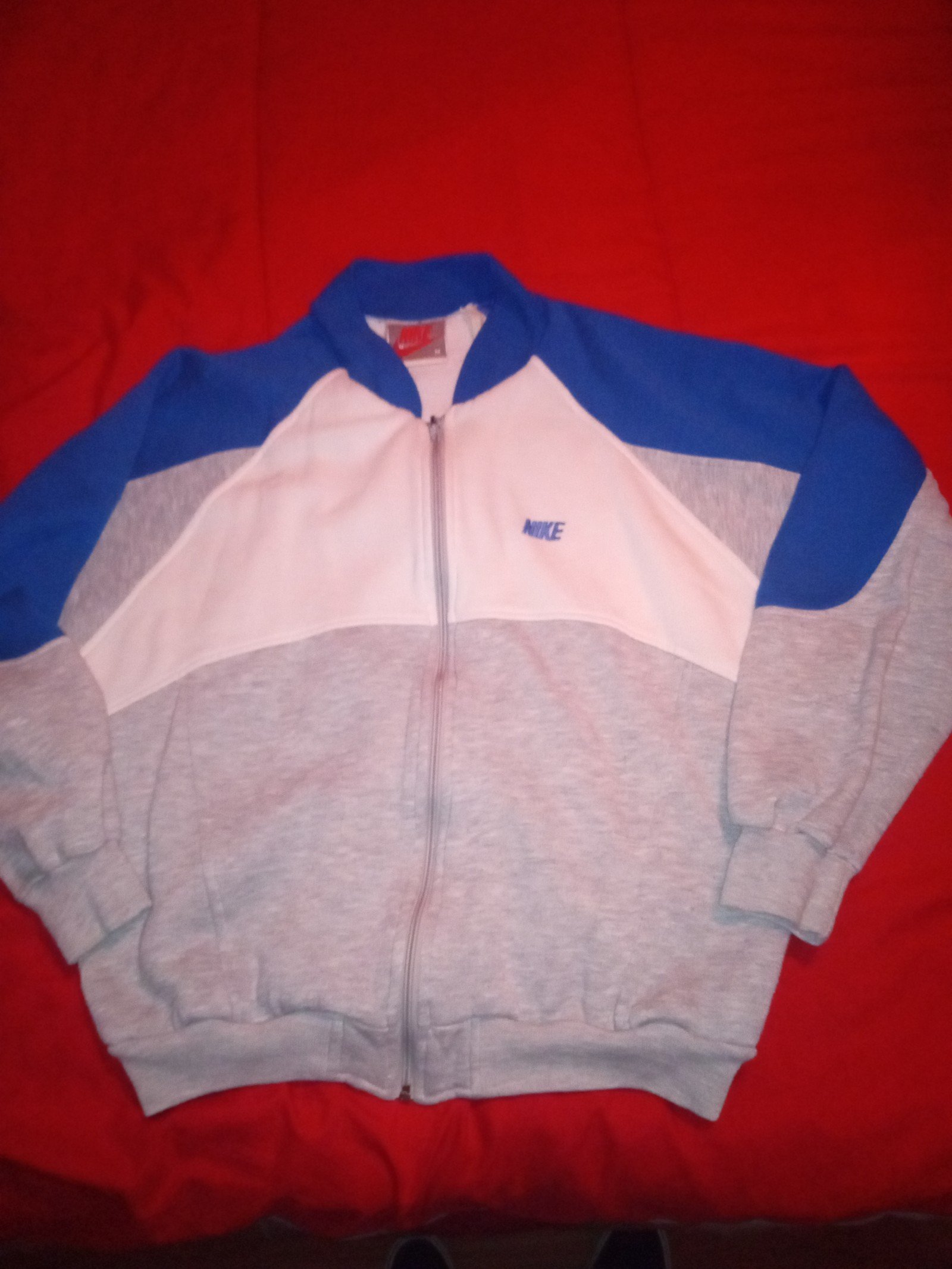 Vintage 80's 90's Red Grey Tag Nike Track Jacket