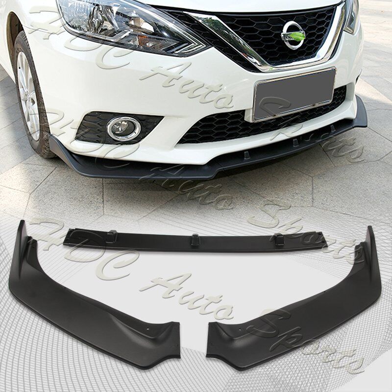For 2016-2019 Nissan Sentra Unpainted BLK Front Bumper Body Kit Spoiler Lip 3PCS