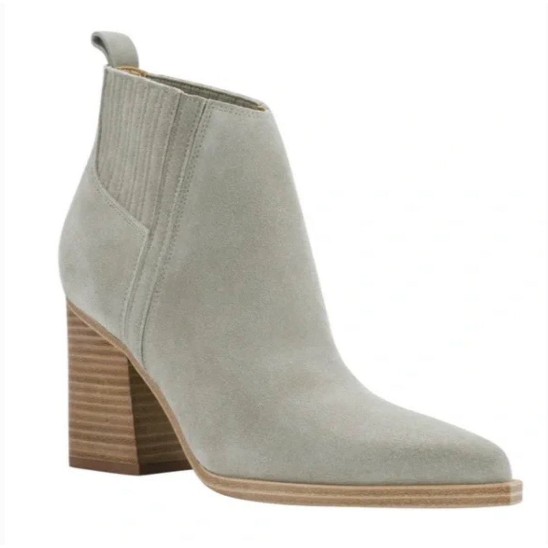 Marc Fisher Orlanda Suede Boots 10 NWOT Gray Taupe Ankle Booties Heel Western