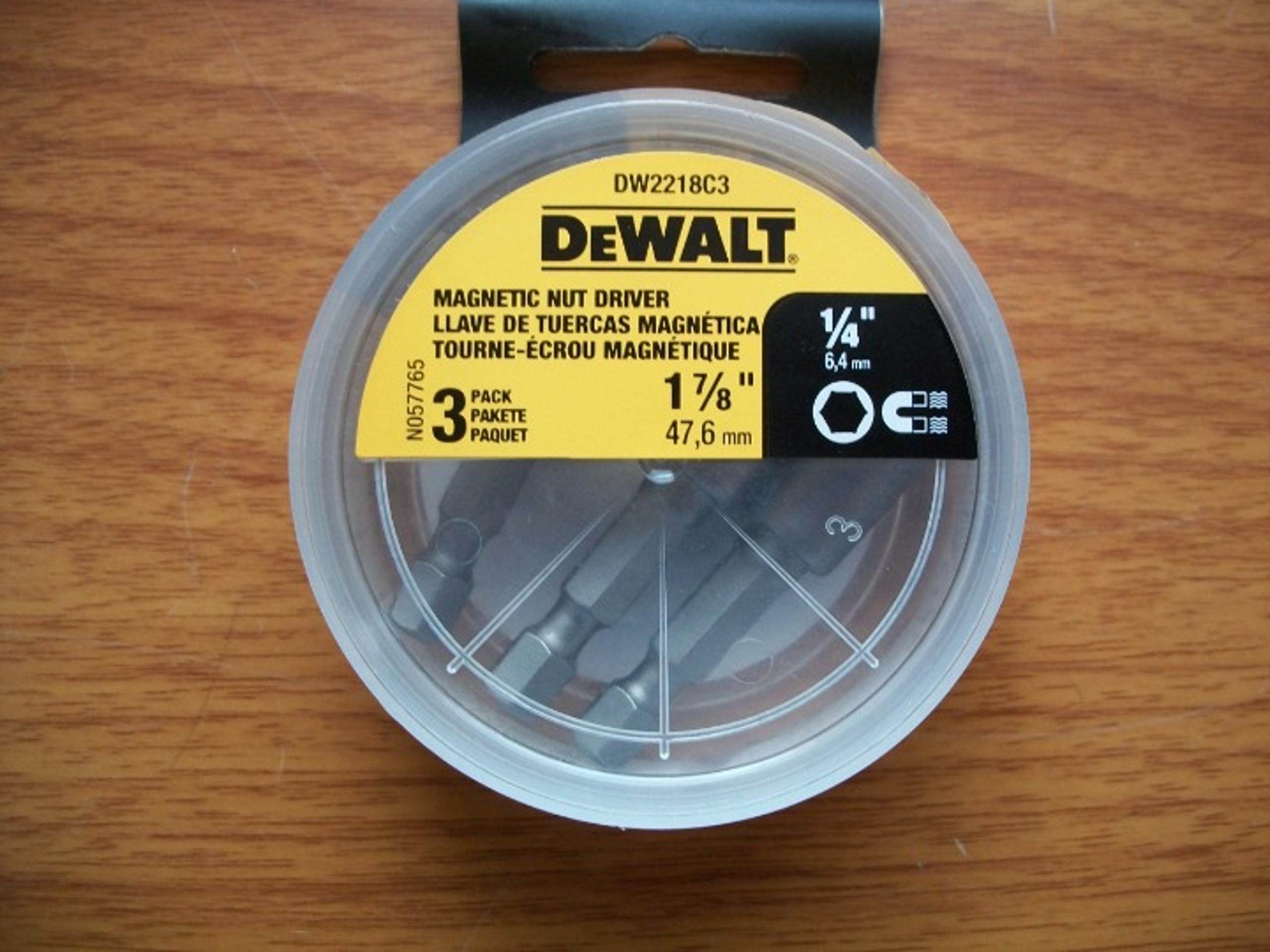 DeWALT 1/4" Magnetic Nut Setter 1-7/8" long DW2218C3 -- 1 Pack of 3 Bits