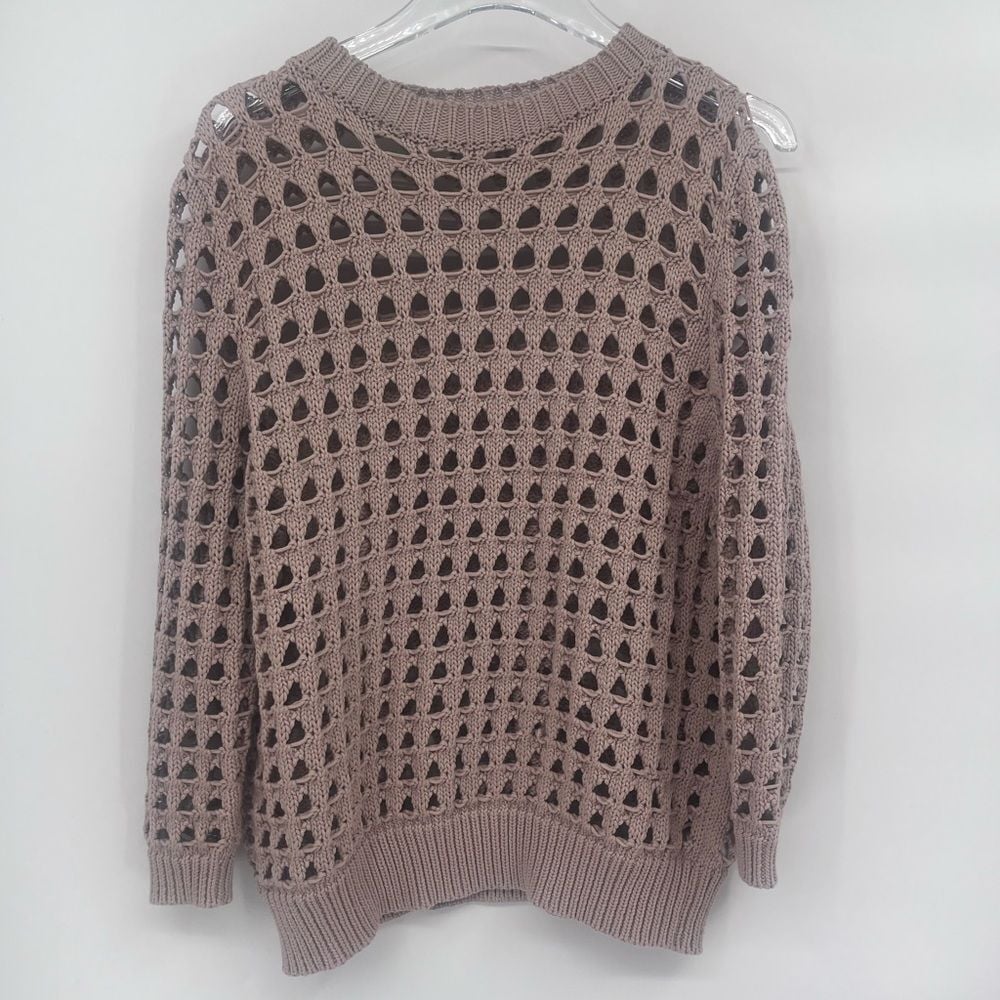 Hemisphere tan knit sweater cotton blend size medium