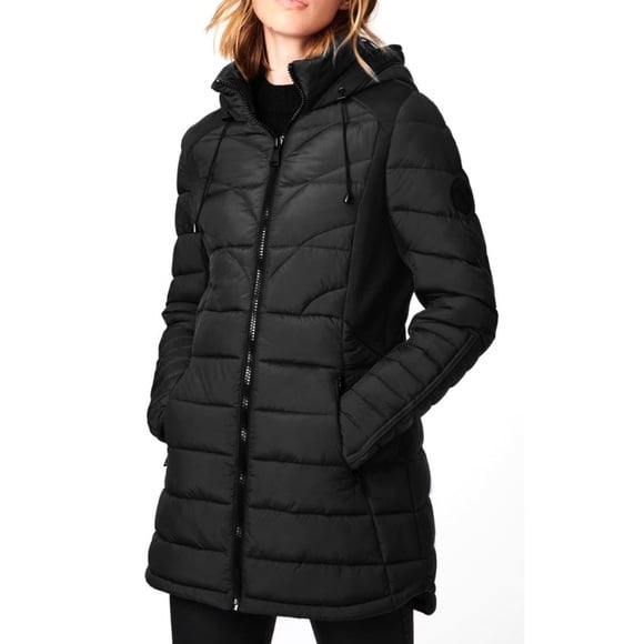 Bernardo Black Packable EcoPlume Hooded Walker Coat - NWT