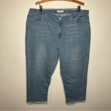 J. Jill authentic fit cropped jeans light wash raw hem size 22