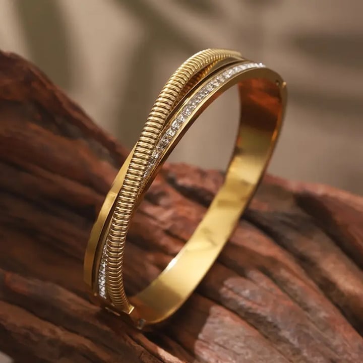 2ct Diamond Womens 14K Gold Bangle Bracelet 14 Karat Sterling Silver New Jewelry