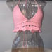 Beaded pink halter top crochet new