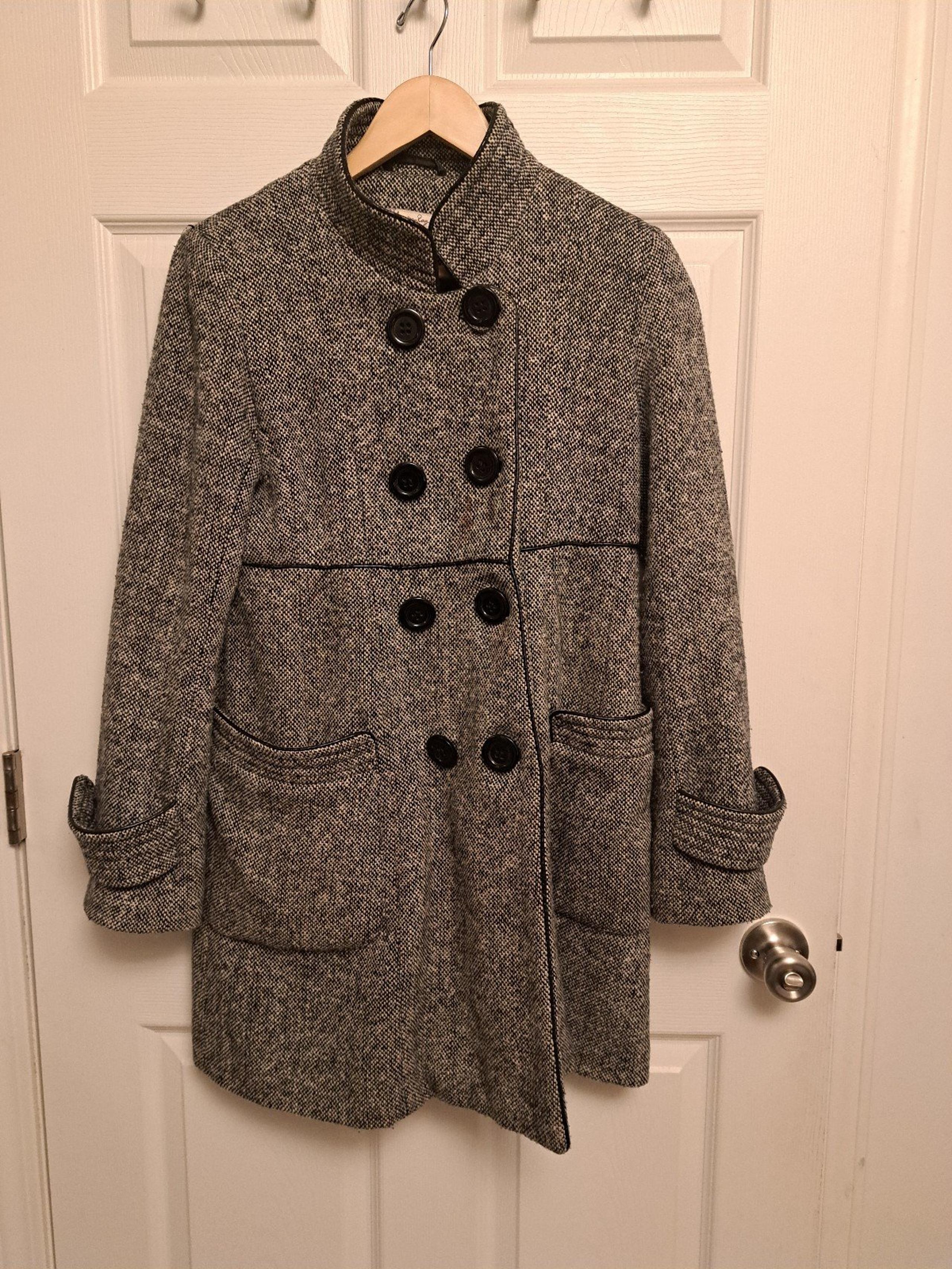 Womens wool peacoat black & white