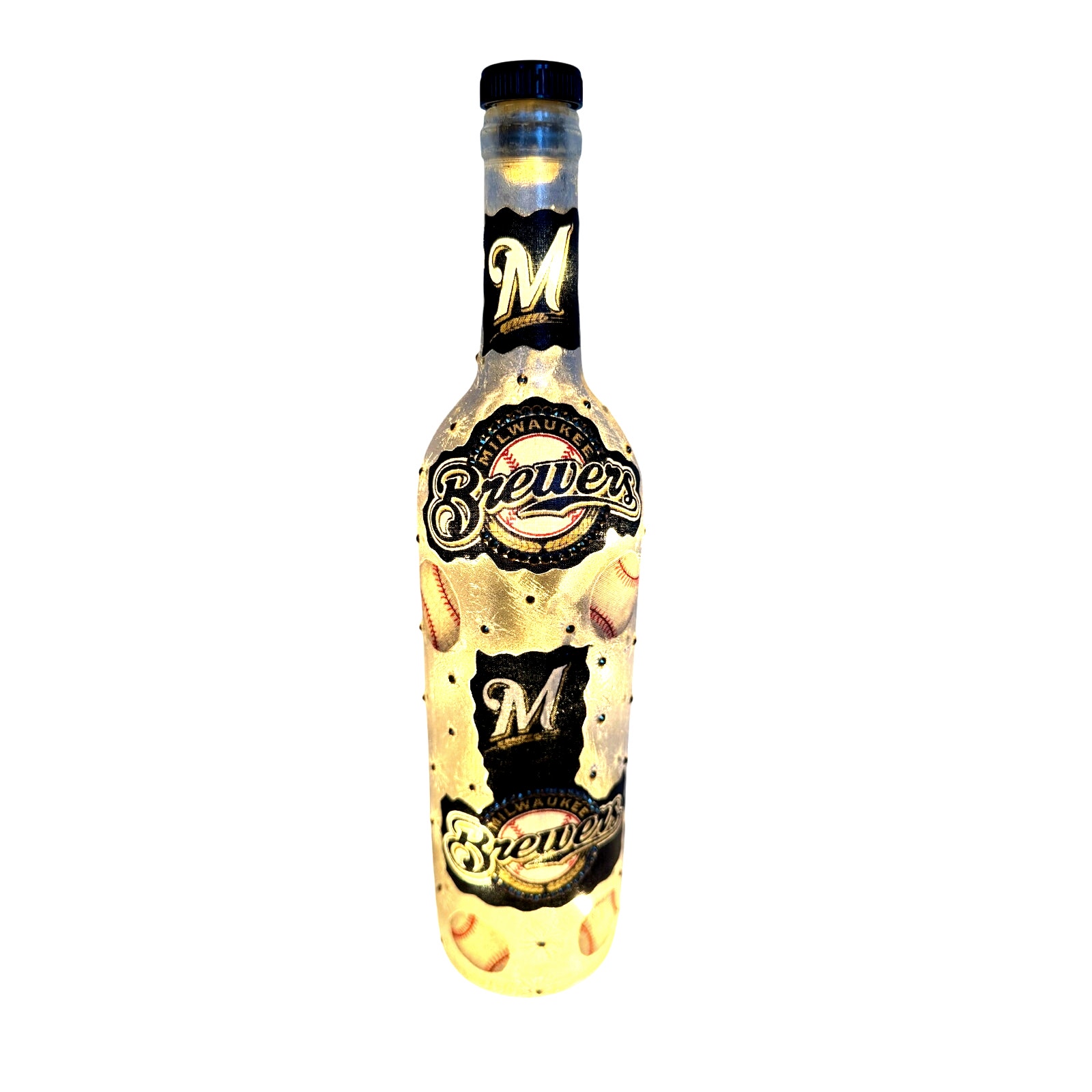 Milwaukee Brewers Designer Glass Bottle w/ Lights *Unique Gift Idea