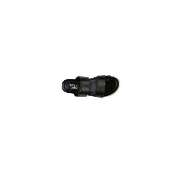 New 10M Black Leather Franco Sarto Bolivia Flat Sandals Slides Women's Shoes