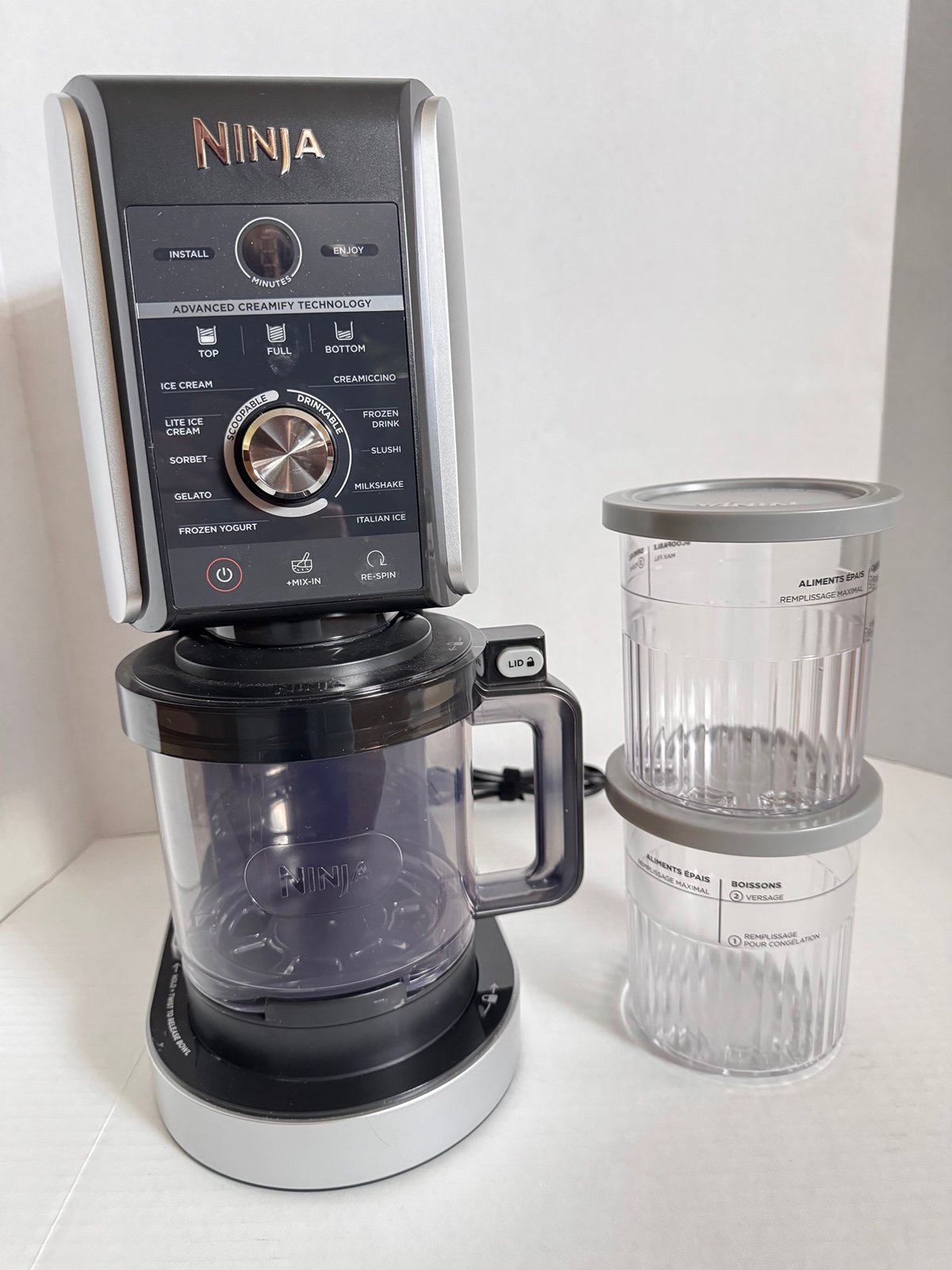 NINJA CREAMi Deluxe Ice Cream Maker Stone Silver Like New (Bx X)