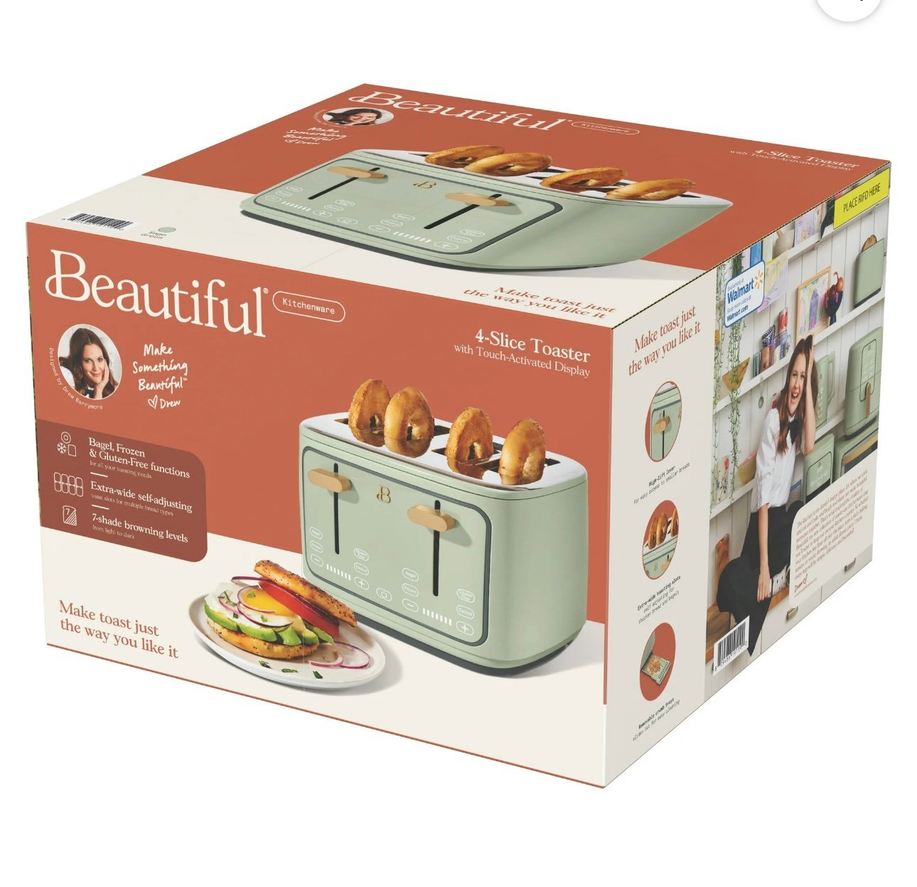 Beautiful 4-Slice Toaster with Touch-Activated Display, Sage Green by Drew Barry