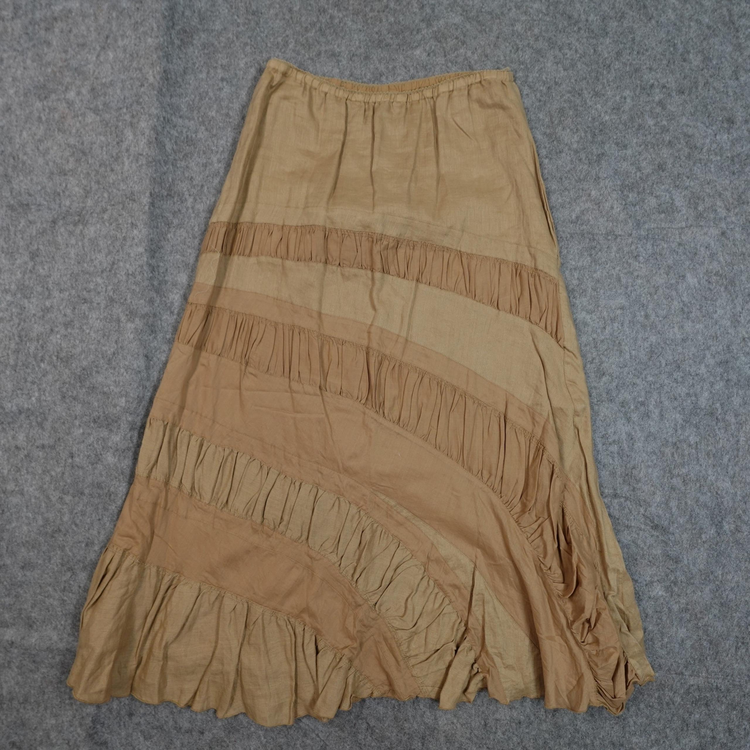 Anthropologie Skirt Womens Small NWT Maxi Hei Linen Sand Sable Ruffle ALine
