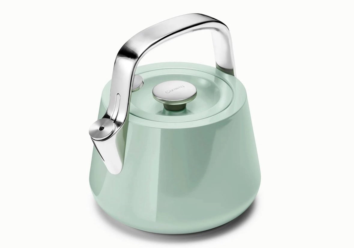 Caraway Whistling Tea Kettle 2 QT in Mist with Pot Holder
