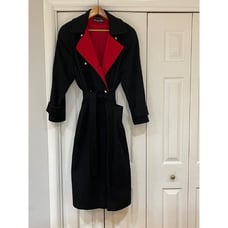 Vintage Holly Deb USA Made Black Red 100% Wool Lined Coat