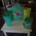 New Tupperware insulated Pinic tote - large- with 2 pitchers and 4 sq. Container