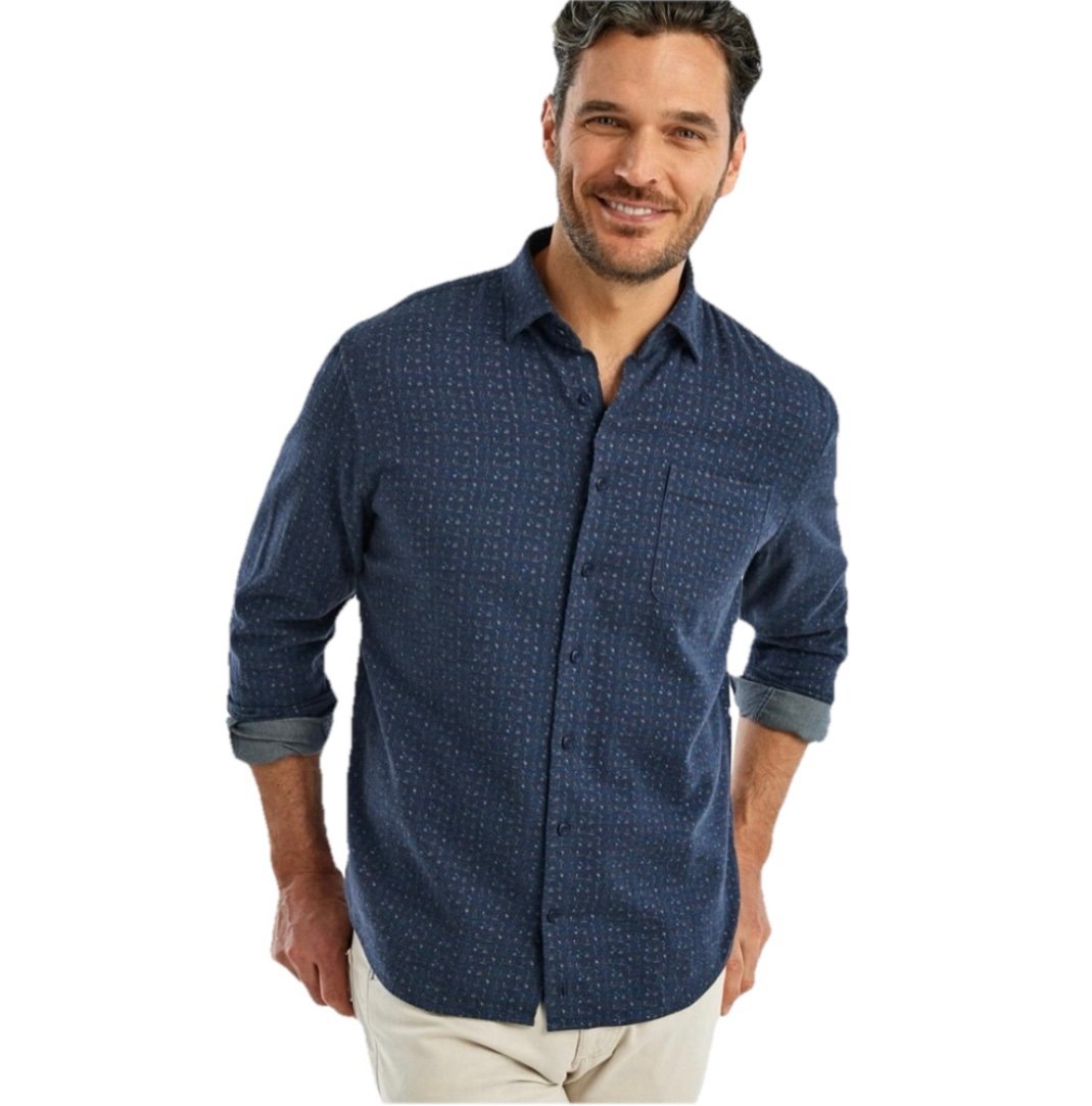 johnnie-O Pappas Printed Hangin' Out Button Up Shirt Men's Blue Shirt Size XXL