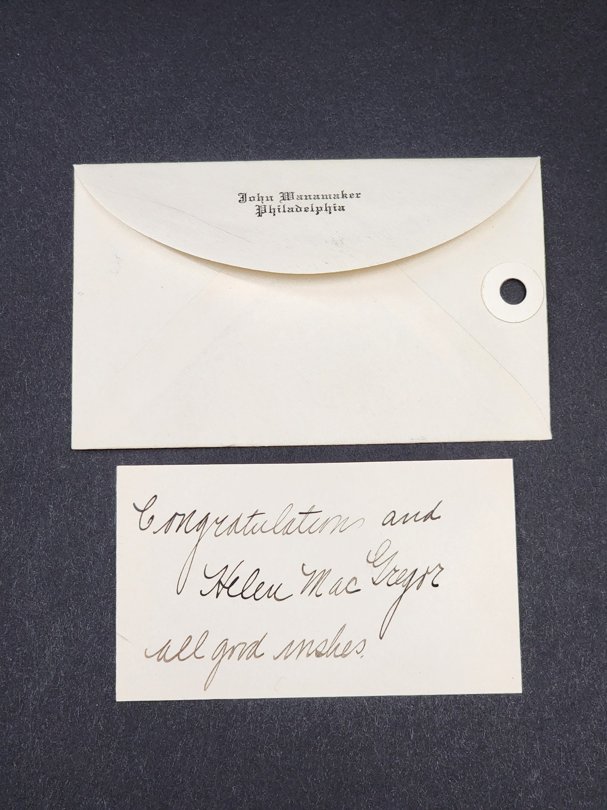 John Wanamaker Philadelphia Congratulations Purchase Card Antique Philly History